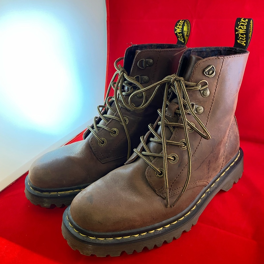 Dr Martens brown leather lace up combat boots